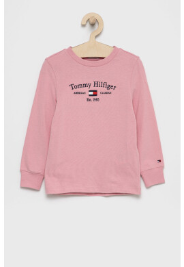Tommy Hilfiger Детска блуза с дълги ръкави в розово с апликация - Pepit.bg