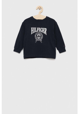 Tommy Hilfiger Детска блуза с дълги ръкави в тъмносиньо с принт - Pepit.bg