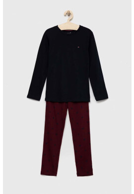 Tommy Hilfiger Детска памучна пижама в бордо - Pepit.bg
