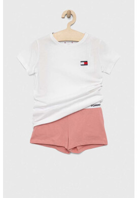 Tommy Hilfiger Детска памучна пижама в розово с апликация - Pepit.bg