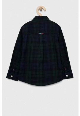 Tommy Hilfiger Детска памучна риза в зелено - Pepit.bg