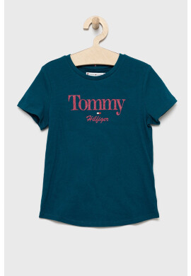 Tommy Hilfiger Детска памучна тениска в зелено - Pepit.bg