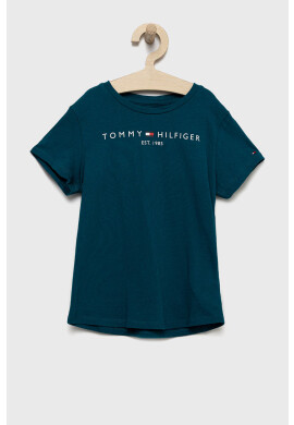 Tommy Hilfiger Детска памучна тениска в зелено - Pepit.bg