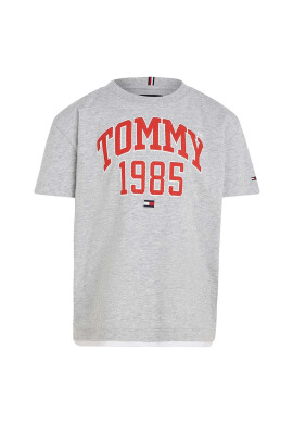 Tommy Hilfiger Детска памучна тениска в сиво с принт - Pepit.bg
