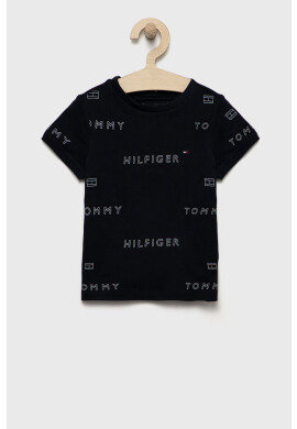 Tommy Hilfiger Детска памучна тениска в зелено с апликация - Pepit.bg