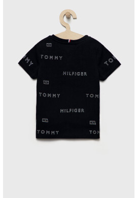 Tommy Hilfiger Детска памучна тениска в зелено с апликация - Pepit.bg