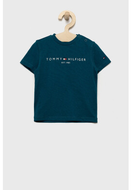 Tommy Hilfiger Детска памучна тениска в тъмносиньо с апликация - Pepit.bg