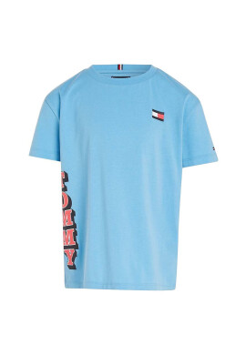 Tommy Hilfiger Детска памучна тениска в синьо с принт - Pepit.bg