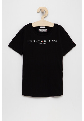 Tommy Hilfiger Детска памучна тениска в черно - Pepit.bg