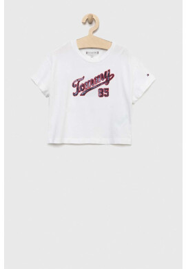 Tommy Hilfiger Детска памучна тениска в бяло - Pepit.bg