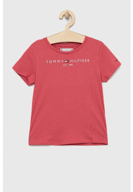 Tommy Hilfiger Детска памучна тениска в розово - Pepit.bg