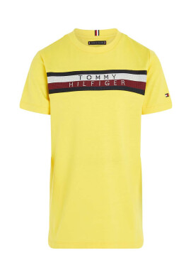 Tommy Hilfiger Детска памучна тениска в жълто с апликация - Pepit.bg
