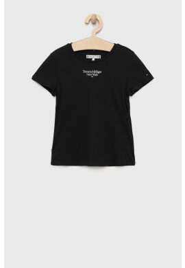 Tommy Hilfiger Детска памучна тениска в черно - Pepit.bg
