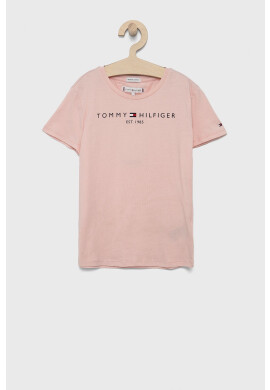 Tommy Hilfiger Детска памучна тениска в жълто с изчистен дизайн - Pepit.bg