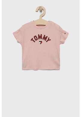 Tommy Hilfiger Детска памучна тениска в розово - Pepit.bg