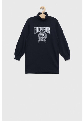 Tommy Hilfiger Детска рокля в тъмносиньо къс модел с уголемена кройка - Pepit.bg