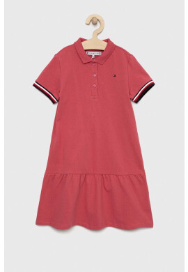 Tommy Hilfiger Детска рокля в розово къс модел разкроен модел - Pepit.bg