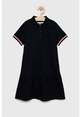 Tommy Hilfiger Детска рокля в тъмносиньо къс модел разкроен модел - Pepit.bg