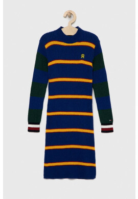 Tommy Hilfiger Детска рокля с вълна в тъмносиньо среднодълъг модел с кройка по тялото - Pepit.bg