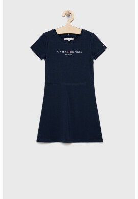 Tommy Hilfiger Детска рокля в тъмносиньо къс модел разкроен модел - Pepit.bg