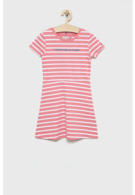 Tommy Hilfiger Детска рокля в розово къс модел разкроен модел - Pepit.bg