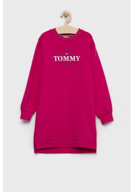 Tommy Hilfiger Детска рокля в розово среднодълъг модел със стандартна кройка - Pepit.bg