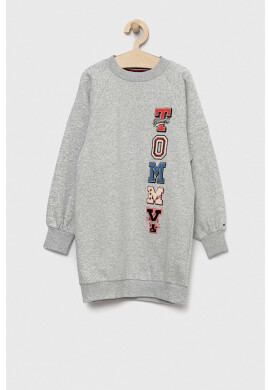 Tommy Hilfiger Детска рокля в сиво среднодълъг модел със стандартна кройка - Pepit.bg