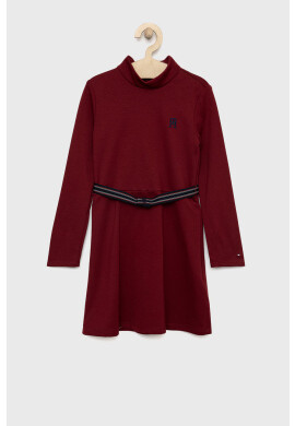 Tommy Hilfiger Детска рокля в бордо къс модел разкроен модел - Pepit.bg