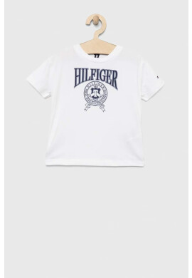 Tommy Hilfiger Детска тениска в бяло с десен - Pepit.bg