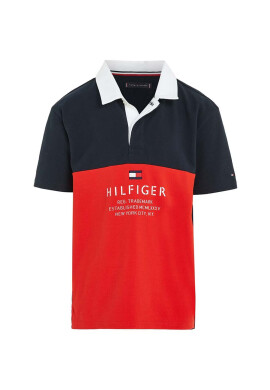 Tommy Hilfiger Детска тениска с яка в червено с десен - Pepit.bg