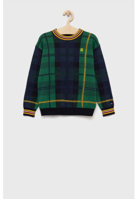 Tommy Hilfiger Детски памучен пуловер в зелено - Pepit.bg