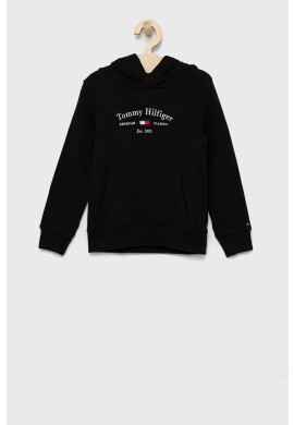 Tommy Hilfiger Детски памучен суичър в черно с апликация - Pepit.bg
