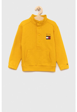 Tommy Hilfiger Детски памучен суичър в жълто с изчистен дизайн - Pepit.bg