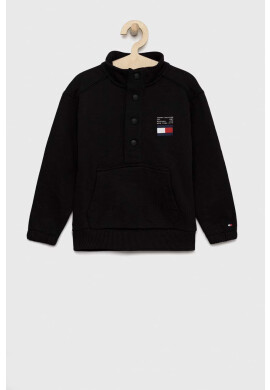 Tommy Hilfiger Детски памучен суичър в черно с изчистен дизайн - Pepit.bg