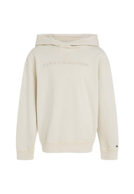Tommy Hilfiger Детски памучен суичър в бежово с качулка с апликация - Pepit.bg