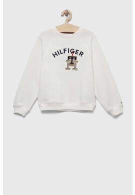 Tommy Hilfiger Детски памучен суичър в бяло с апликация - Pepit.bg