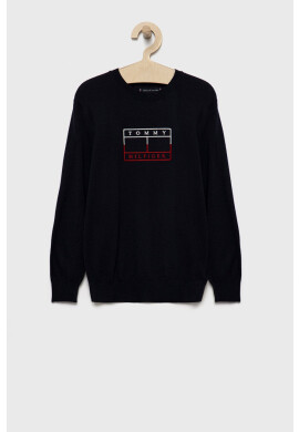 Tommy Hilfiger Детски пуловер в тъмносиньо от лека материя - Pepit.bg