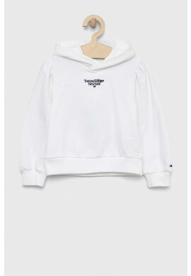 Tommy Hilfiger Детски суичър в бяло с качулка с апликация - Pepit.bg