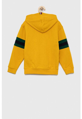 Tommy Hilfiger Детски суичър в жълто с качулка с десен - Pepit.bg