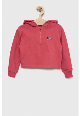 Tommy Hilfiger Детски суичър в розово с качулка с апликация - Pepit.bg