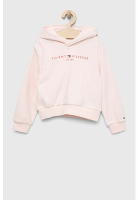 Tommy Hilfiger Детски суичър в розово с качулка с принт - Pepit.bg