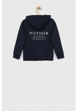 Tommy Hilfiger Детски суичър в тъмносиньо с качулка с принт - Pepit.bg