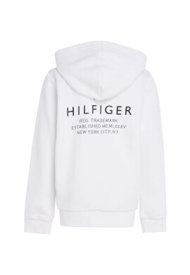 Tommy Hilfiger Детски суичър в бяло с качулка с принт - Pepit.bg