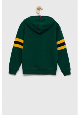 Tommy Hilfiger Детски суичър в зелено с качулка с десен - Pepit.bg