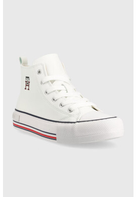 Tommy Hilfiger Детски високи кецове в бяло - Pepit.bg