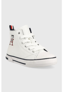 Tommy Hilfiger Детски високи кецове в бяло - Pepit.bg