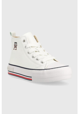 Tommy Hilfiger Детски високи кецове в бяло - Pepit.bg