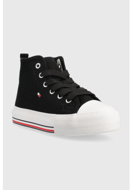 Tommy Hilfiger Детски високи кецове в черно - Pepit.bg