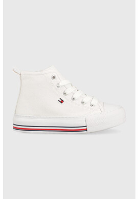 Tommy Hilfiger Детски високи кецове в бяло - Pepit.bg