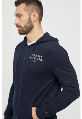 Tommy Hilfiger Домашен суичър в тъмносиньо с качулка с принт - Pepit.bg